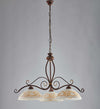 Lampadario-Rustico-3Luci-Ferro-Battuto-Nero-e-Ruggine-Vetro-Ambra-Serie-Faraone