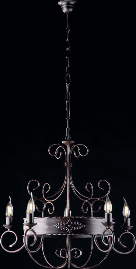 Lampadario-Rustico-Baltimora-Nero-Ruggine---Corten-5-Luci-E14