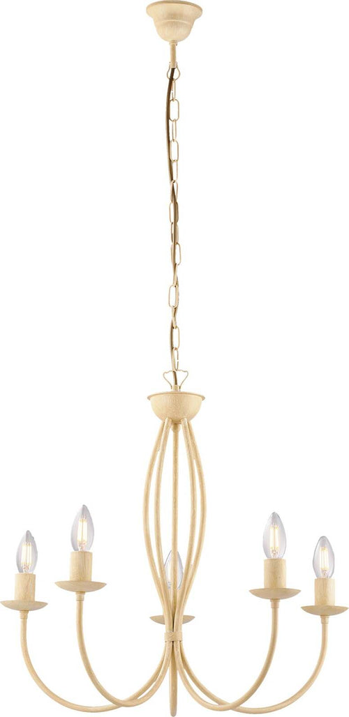 Lampadario-Rustico-Botte-5-Luci-In-Ferro-Battuto-Decapè-Avorio