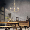 Lampadario-Rustico-Botte-5-Luci-In-Ferro-Battuto-Decapè-Avorio