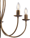 Lampadario-Rustico-Botte-5-Luci-In-Ferro-Battuto-Marrone-E-Oro