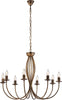 Lampadario-Rustico-Botte-8-Luci-In-Ferro-Battuto-Marrone-E-Oro