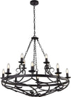 Lampadario-Rustico-Country-Cartwheel-Iii-Acciaio-Nero-12-Luci-E14