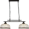 Lampadario-Rustico-Country-Highworth-Acciaio-Nero-Vetro-Trasparente-2-Luci-E27