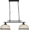 Lampadario-Rustico-Country-Highworth-Acciaio-Nero-Vetro-Trasparente-2-Luci-E27
