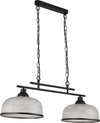 Lampadario-Rustico-Country-Highworth-Acciaio-Nero-Vetro-Trasparente-2-Luci-E27