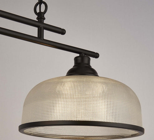 Lampadario-Rustico-Country-Highworth-Acciaio-Nero-Vetro-Trasparente-2-Luci-E27