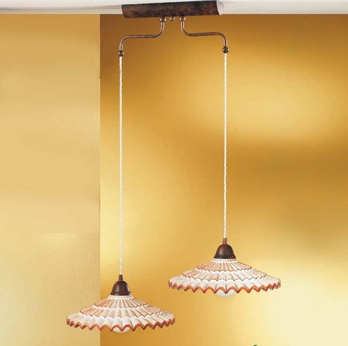 Lampadario-rustico-Due-P-illuminazione-VANIA-S2M-E27-LED-ceramica-sospensione
