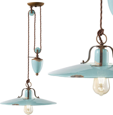 Lampadario-rustico-Ferroluce-Retrò-COUNTRY-C1446-E27-LED-ceramica-saliscendi
