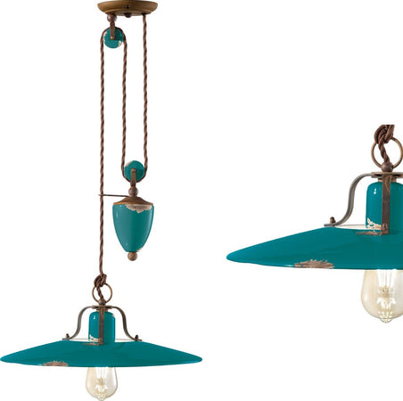Lampadario-rustico-Ferroluce-Retrò-COUNTRY-C1446-E27-LED-ceramica-saliscendi