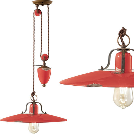 Lampadario-rustico-Ferroluce-Retrò-COUNTRY-C1446-E27-LED-ceramica-saliscendi