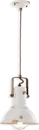Lampadario-rustico-Ferroluce-Retrò-INDUSTRIAL-C1691-E27-LED-ceramica-sospensione