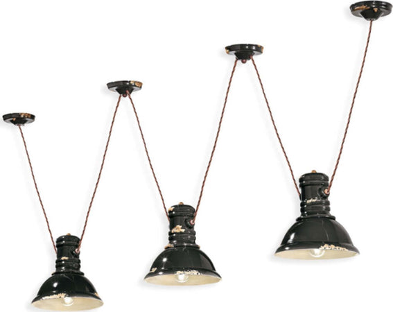Lampadario-rustico-Ferroluce-Retrò-INDUSTRIAL-C1692-E27-LED-ceramica-sospensione