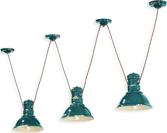 Lampadario-rustico-Ferroluce-Retrò-INDUSTRIAL-C1692-E27-LED-ceramica-sospensione