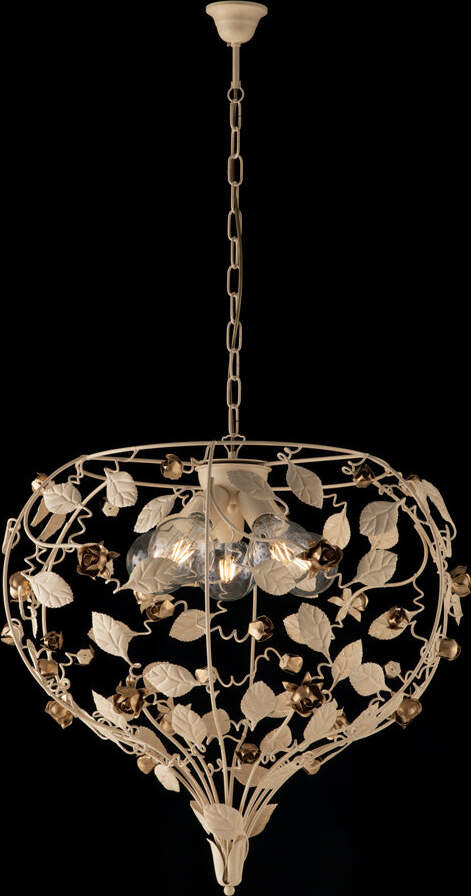 Lampadario-Shabby-Chic-Bella-Avorio-Oro-5-Luci-E27