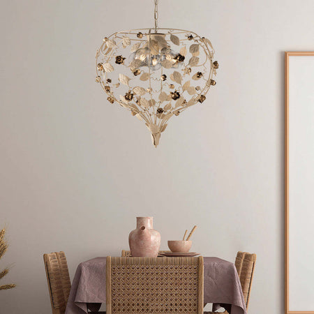 Lampadario-Shabby-Chic-Bella-Avorio-Oro-5-Luci-E27