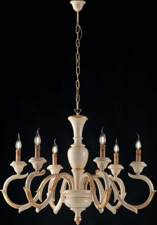 Lampadario-Shabby-Chic-Fiorenza-Avorio-Oro-6-Luci-E14