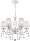Lampadario-Shabby-Chic-Grace-Metallo-Bianco-6-Luci-Diffusori-Pvc-Bianco