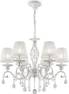 Lampadario-Shabby-Chic-Grace-Metallo-Bianco-6-Luci-Diffusori-Pvc-Bianco