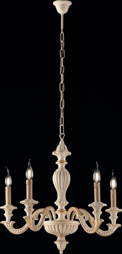Lampadario-Shabby-Chic-Leonardo-Avorio-Oro-5-Luci-E14