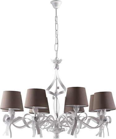 Lampadario-Shabby-Chic-Lucy-Bianco-8-Luci-Paralumi-Tortora