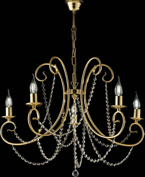 Lampadario-Shabby-Chic-Magda-Oro-5-Luci-E14