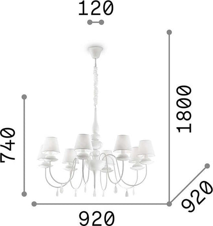 Lampadario-Shabby-Chic-Provenzale-Blanche-Metallo-Bianco-8-Luci-E14