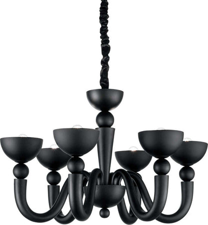 Lampadario-Shabby-Chic-Provenzale-Bon-Bon-Metallo-Nero-6-Luci