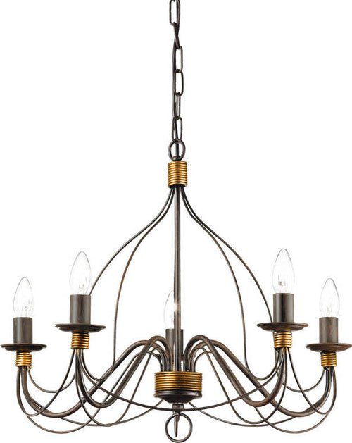 Lampadario-Shabby-Chic-Provenzale-Corte-Metallo-Corten-5-Luci-E14