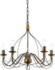 Lampadario-Shabby-Chic-Provenzale-Corte-Metallo-Corten-5-Luci-E14