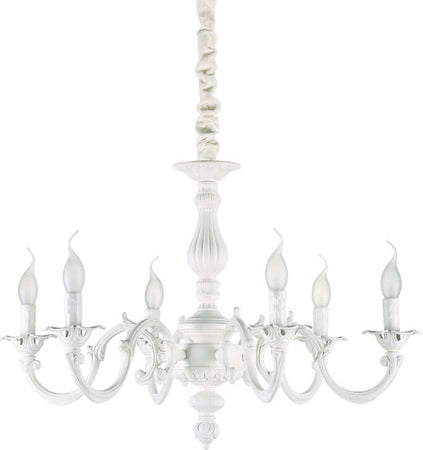 Lampadario-Shabby-Chic-Provenzale-Justine-Metallo-Bianco-6-Luci-E14