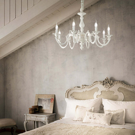 Lampadario-Shabby-Chic-Provenzale-Justine-Metallo-Bianco-6-Luci-E14