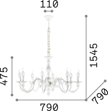 Lampadario-Shabby-Chic-Provenzale-Justine-Metallo-Bianco-8-Luci-E14