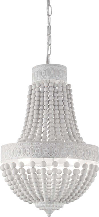 Lampadario-Shabby-Chic-Provenzale-Monet-Legno-Bianco-5-Luci-E14