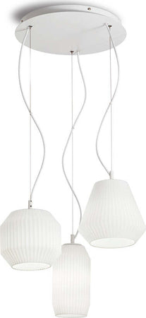 Lampadario-Shabby-Chic-Provenzale-Origami-Vetro-Bianco-3-Luci-E27