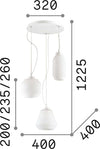 Lampadario-Shabby-Chic-Provenzale-Origami-Vetro-Bianco-3-Luci-E27