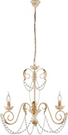Lampadario-Shabby-Damasco-3-Luci-Ferro-Battuto-Avorio-E-Oro-Con-Cristalli