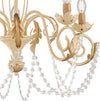 Lampadario-Shabby-Damasco-5-Luci-Ferro-Battuto-Avorio-E-Oro-Con-Cristalli