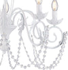 Lampadario-Shabby-Damasco-5-Luci-Ferro-Battuto-Bianco-E-Cristalli