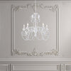 Lampadario-Shabby-Damasco-5-Luci-Ferro-Battuto-Bianco-E-Cristalli