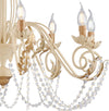 Lampadario-Shabby-Damasco-8-Luci-Ferro-Battuto-Avorio-E-Oro-Con-Cristalli