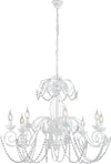 Lampadario-Shabby-Damasco-8-Luci-Ferro-Battuto-Bianco-E-Cristalli