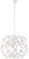 Lampadario-Shabby-Edera-3-Luci-Ferro-Battuto-Bianco-Con-Foglie-E-Cristalli