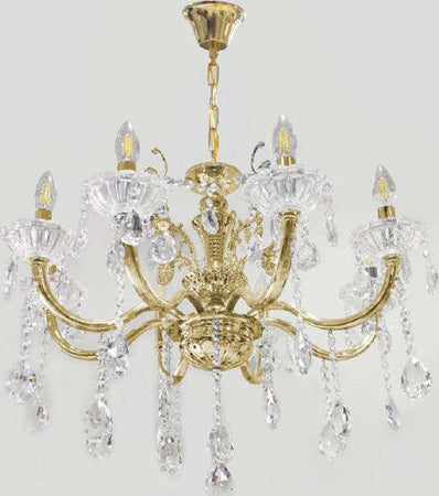 Lampadario-Soffitto-8-Bracci-Attacco-E14-Pendenti-Acrilico-Oro-Argento-A19