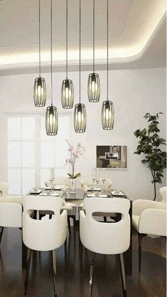 Lampadario-Soffitto-E27-Di-Forma-Ovale-Nero-Bianco-Portalampada-Sospensione-A34