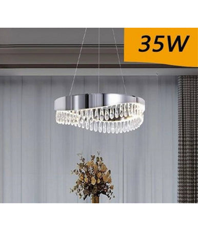 Lampadario Soffitto Led 35 W Sospeso Argento Con Cristalli Luce Fredda 8000k B79