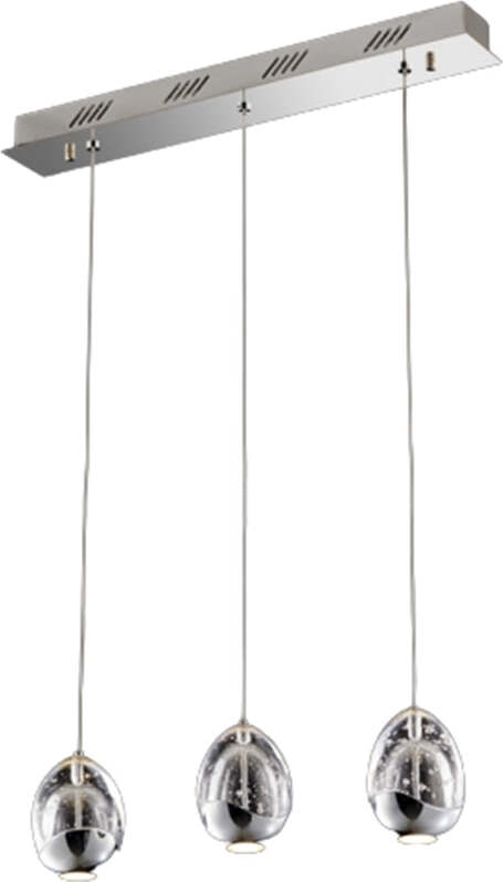 Lampadario-Sospensione-Contemp.-Golden-Egg-3-Luci-Cromo-Vetro-Pulegoso-Led-14,4W
