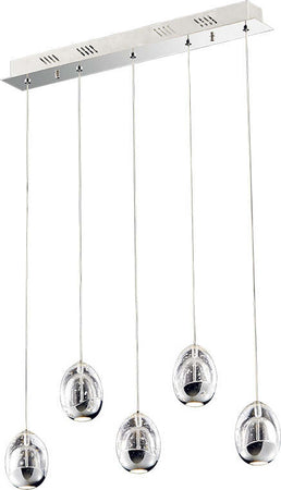 Lampadario-Sospensione-Contemp.-Golden-Egg-5-Luci-Cromo-E-Vetro-Pulegoso-Led-24W