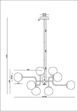 Lampadario-Sospensione-Erich-In-Metallo-Nichel-12-Luci-E-Diffusori-Bianchi