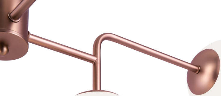 Lampadario-Sospensione-Erich-In-Metallo-Oro-Rosa-8-Luci-E-Diffusori-Bianchi